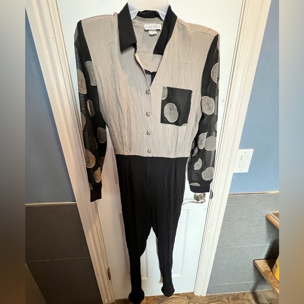 MENU vintage womens romper jumpsuit Black and Tan